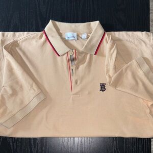 Burberry Tan Polo with Red and Black Trim